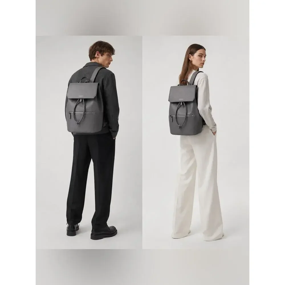 Burberry Charcoal Gray Leather Flap Backpack